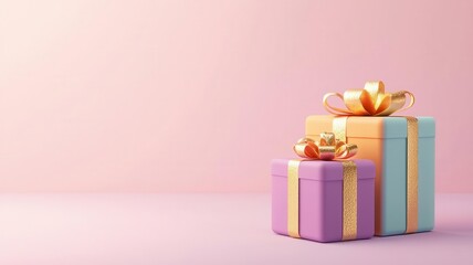 Diwali gift boxes, wrapped in festive colors, 3D illustration, copy space for text,