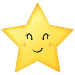 Star smile cartoon, yellow star.