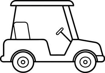 Outline Illustration of a Golf Cart Featuring Simple Design for Educational and Recreational Uses