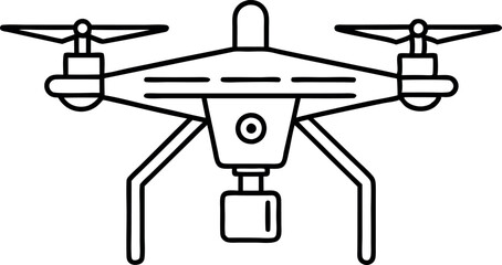 Simple Black and White Drone Icon with Camera for Technology and Robotics Use