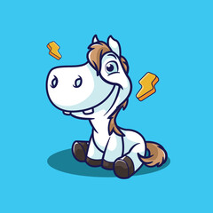 illustration of a cute white horse sitting vector