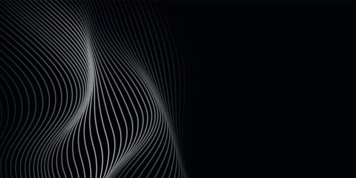 3D Vector wave lines pattern smooth curve flowing dynamic white light isolated on black background for concept of technology, digital