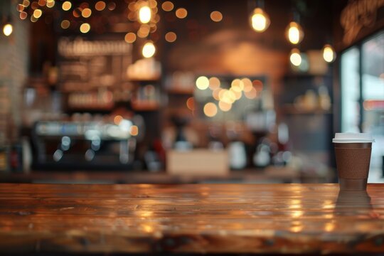 Abstract coffee shop background with blurred cozy interior and soft atmosphere.