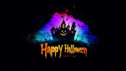 The Mystical Halloween Realm Where Shadows, Bats, and Colorful Ghosts Gather in Celebration 影とコウモリ、色鮮やかな幽霊が集う神秘的なハロウィンの世界.Generative AI