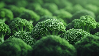 Soaring broccoli against a lush green backdrop highlighting the vibrant theme of fruits and vegetables in a fresh, playful composition.