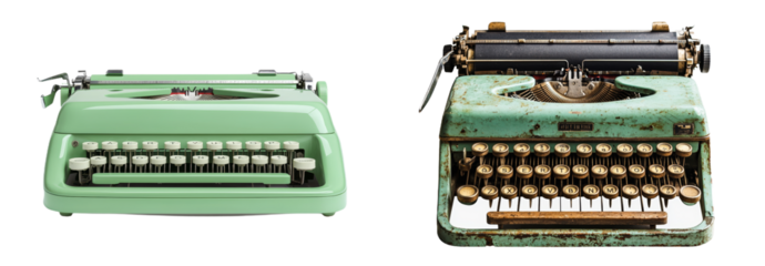 PNG image of a vintage typewriter on a white background.