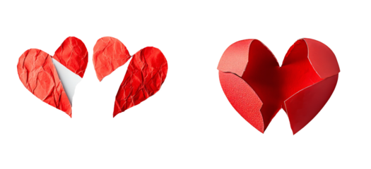 PNG Heart paper broken into pieces by misfortune.