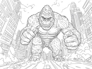 King Kong in a Futuristic City - Coloring Adventure for Kids.