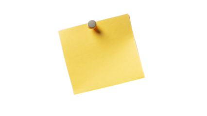 Yellow note paper with pin, perfect for reminders or messages