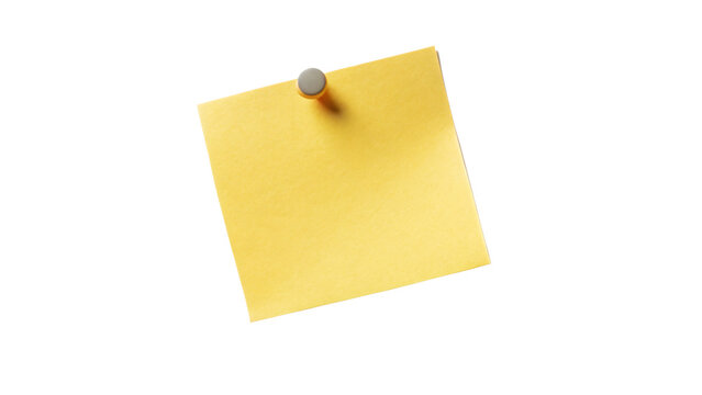 Yellow note paper with pin, perfect for reminders or messages