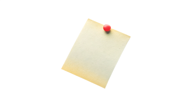 Yellow note paper with pin, perfect for reminders or messages