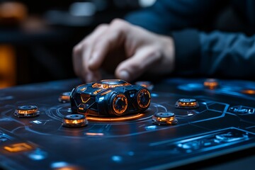 Board game, futuristic setting, advanced technology explores themes of sci-fi, with advanced tech and otherworldly challenges