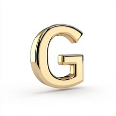A shiny, golden letter G stands out against a simple white background, perfect for branding or creative design projects.