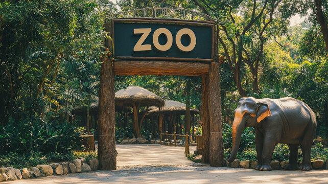 sign of "ZOO" in front of zoo
