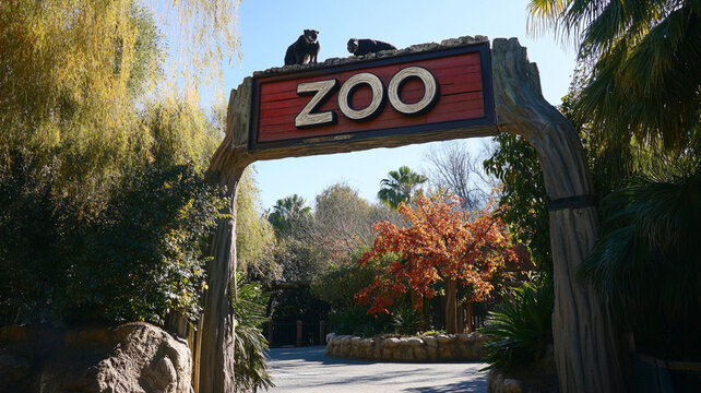 sign of "ZOO" in front of zoo