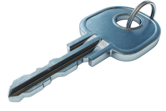 A close-up view of a silver key, symbolizing security and access. Perfect for concepts related to home and safety.