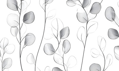 2D illustrator doodle-style floral and leaf graphics on a white background or wallpaper