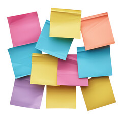 Fototapeta premium Colorful sticky notes arranged creatively, perfect for organizing thoughts, reminders, or creating vibrant visual displays.