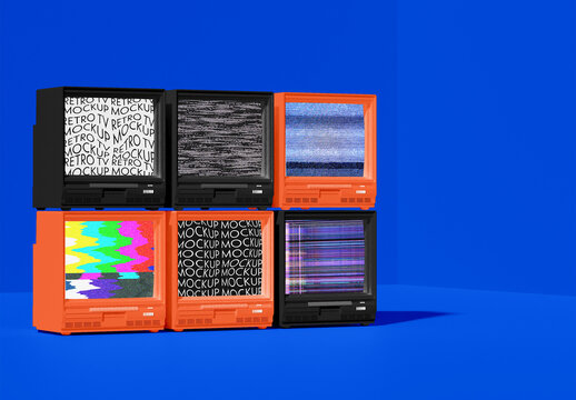Stacked Retro TV Mockup 