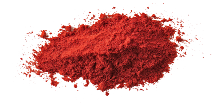 The image shows a pile of red paprika powder isolated on a transparent background.