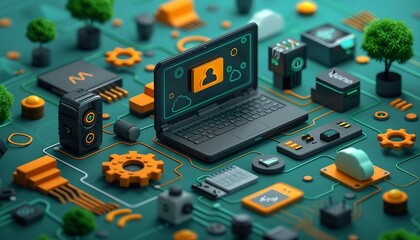 Fototapeta premium Global Marketing Automation Software - Business Development, Efficient Workflow with Digital Analytics