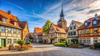 Obraz premium Historic town of Gardelegen in Germany surrounded by medieval architecture and traditional buildings, Gardelegen