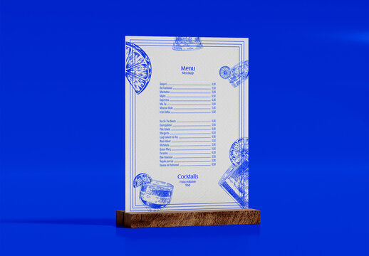 Wooden Menu Display Mockup