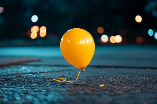Deflated balloon, symbolic of endings, the close of a chapter represents the end of a joyful event and the transition back to normalcy