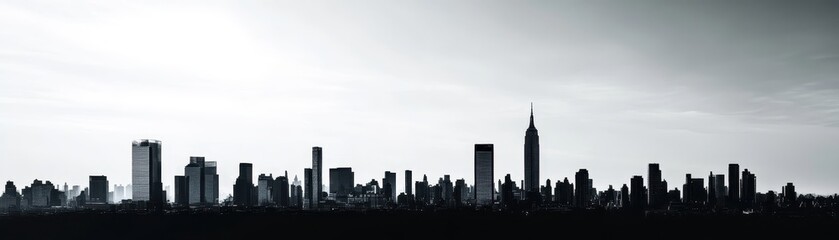 Silhouette of a city skyline at dawn with high-rise buildings and a dramatic sky, highlighting urban architecture and the beauty of metropolitan life.