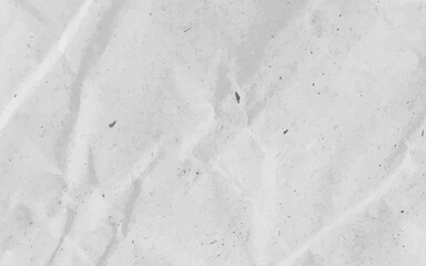 White crumpled craft paper texture as background. Light grey paper texture, Old vintage page or grunge vignette of old newspaper. Pattern rough art creased grunge letter with copy space for text.