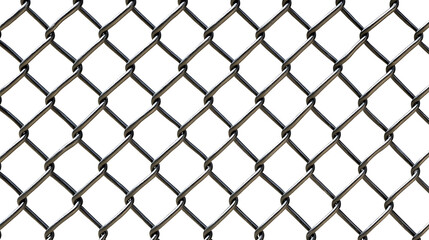 Close-up of Shiny Chain Link Fence on White Background