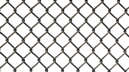 Close-up of Shiny Chain Link Fence on White Background