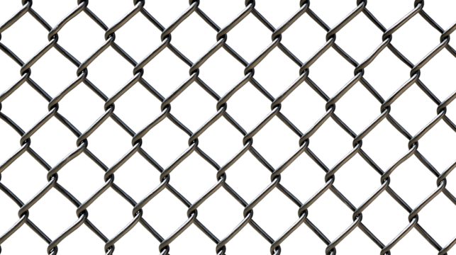 Close-up of Shiny Chain Link Fence on White Background