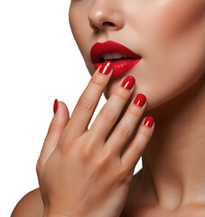 Fototapeta premium manicure of a female hand with nail polish. Thin and elegant hand at face level.
