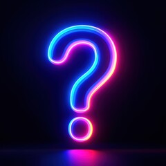 Glowing neon question mark on dark background, symbolizing uncertainty and questions