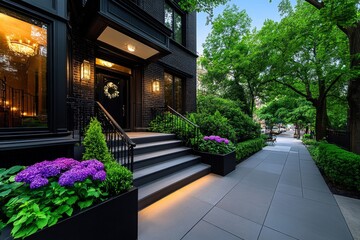 Obraz premium House, historic brownstone, city elegance combines classic architecture with modern comforts in a coveted urban setting