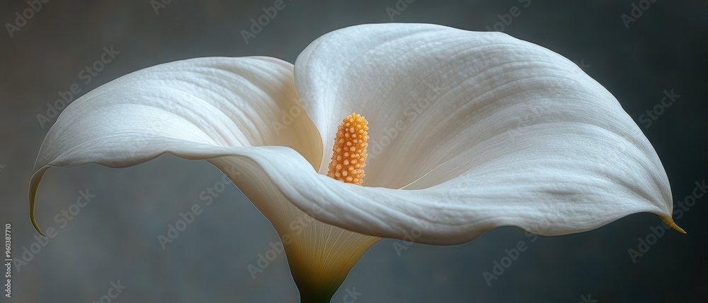 Poster A Single White Calla Lily with Yellow Stamen