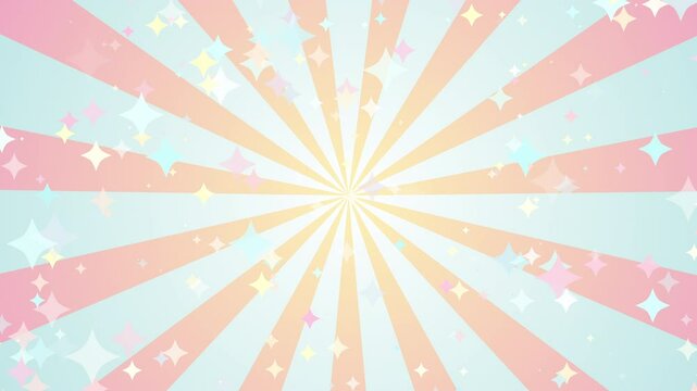 放射状の回転ストライプループ背景(パステルカラー3色)
