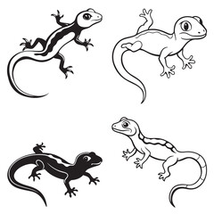 3d rendering of dynamic gecko silhouette line art. generative AI