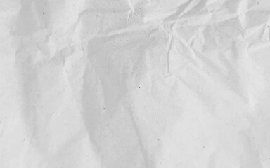 White crumpled craft paper texture as background. Light grey paper texture, Old vintage page or grunge vignette of old newspaper. Pattern rough art creased grunge letter with copy space for text.