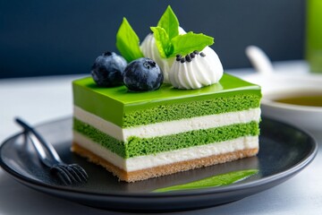 Japanese food, matcha desserts, green tea flavor infuses sweets like cakes, ice cream, and mochi with earthy matcha
