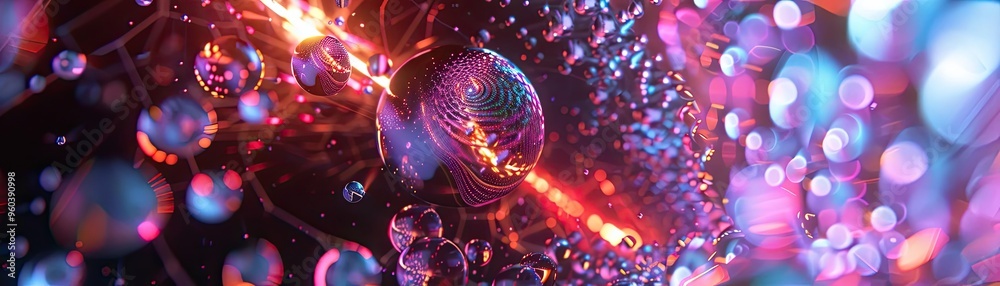 Poster A vibrant and dynamic abstract composition featuring luminous colors and intricate patterns, symbolizing energy and innovation.