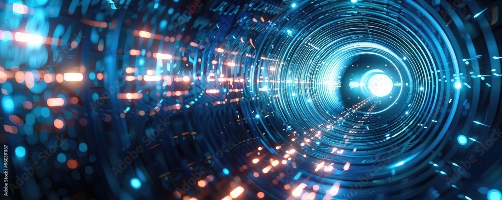 Poster A mesmerizing tunnel of vibrant light, showcasing dynamic colors and futuristic patterns that evoke a sense of depth and wonder.