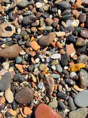 Colorful pebbles on the beach