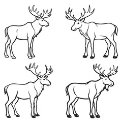 Naklejka premium 3d rendering of dynamic moose elk silhouette line art. generative AI