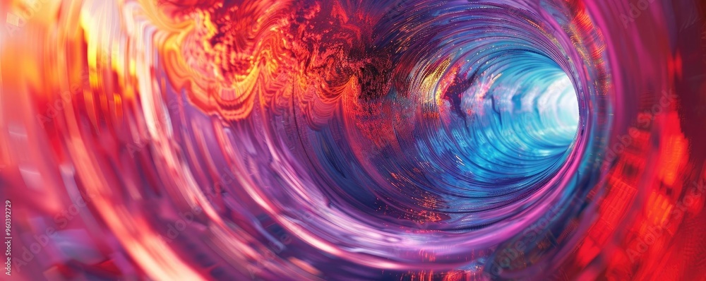Poster vibrant abstract wave swirling with colors of blue, red, and purple, creating a mesmerizing visual e