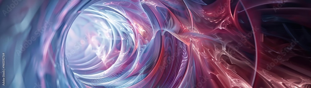 Poster A mesmerizing abstract image depicting a swirling tunnel of vibrant colors and intricate patterns, evoking a sense of depth and motion.