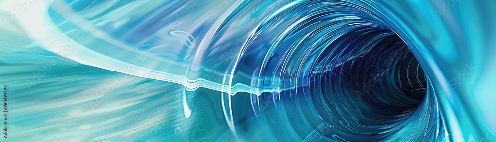 Poster An abstract representation of flowing water in vibrant blue tones, creating a sense of depth and motion in a digital landscape.