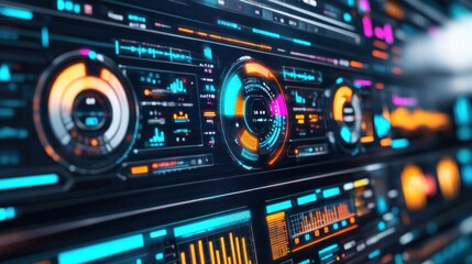 Fototapeta premium A visual representation of power system reliability metrics on a digital dashboard,
