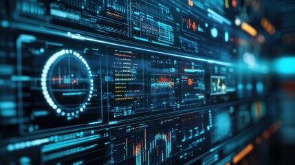Obraz premium A visual representation of power system reliability metrics on a digital dashboard,